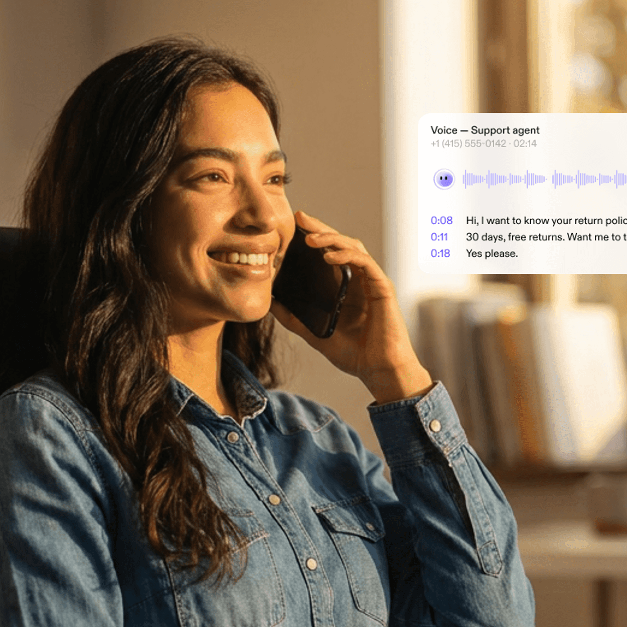 An Ayro voice agent answering a live call