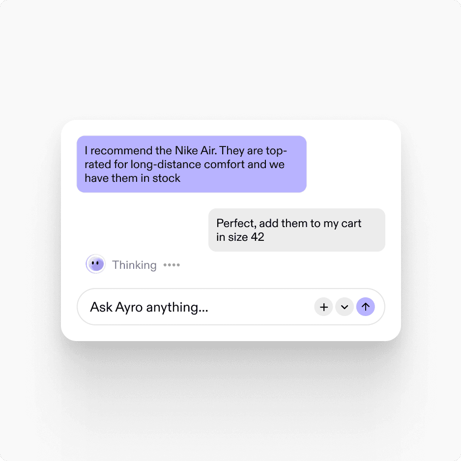 Ayro recommending a product in website chat