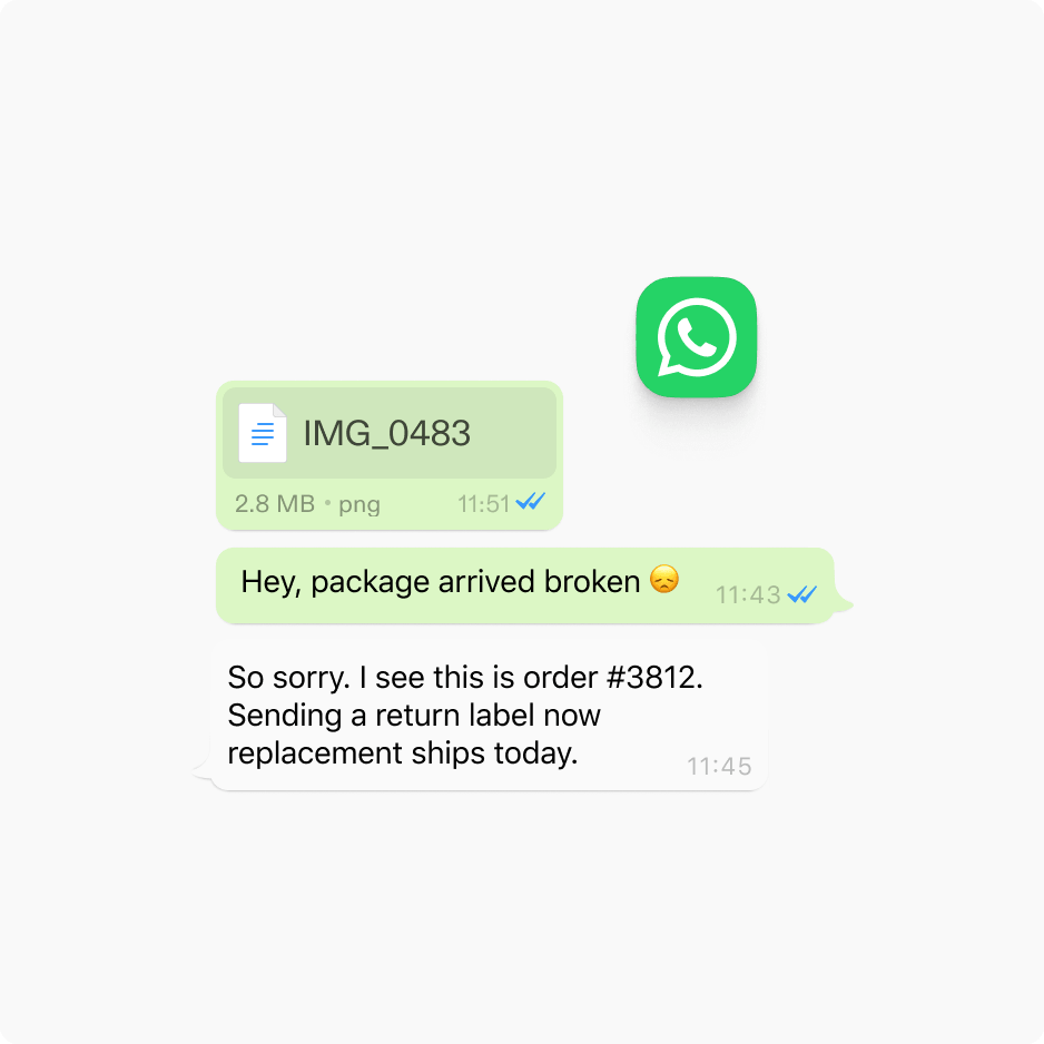 Ayro resolving a WhatsApp conversation